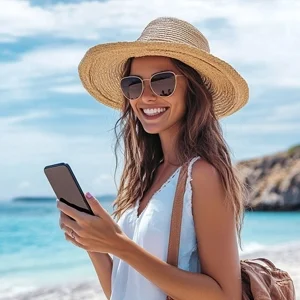 mobile phone on holiday